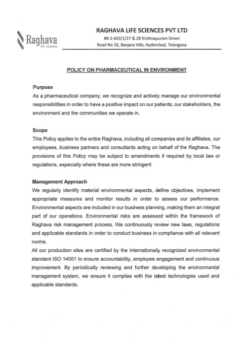 Pharmaceutical in Environment Policy