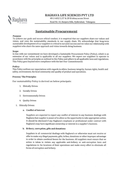 Sustainable Procurement Policy
